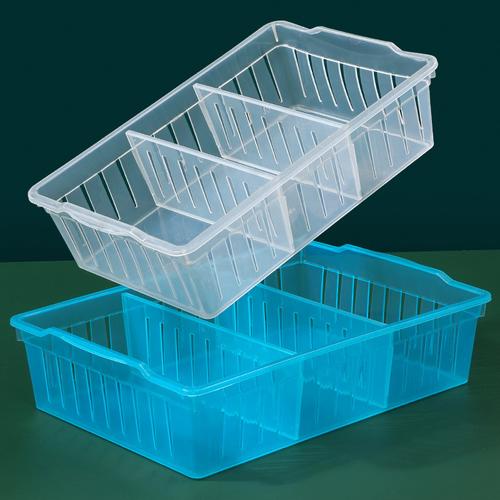 收纳筐分隔塑料桌面收纳盒分格镂空透明零食长方形抽屉盒子收纳箱
